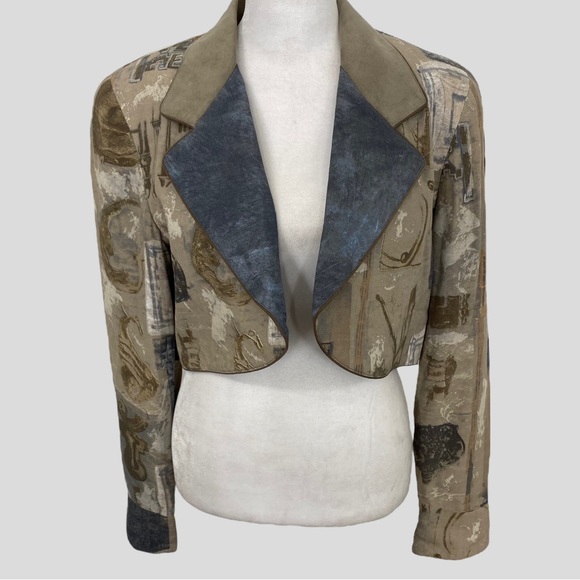 Vintage Dorothy Schoelen Platinum Artistic Painted Looking Cropped Jacket - Picture 10 of 10